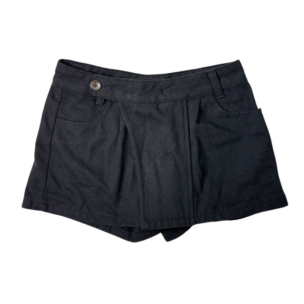Noname Made‎ in Korea Black Wrap Front Skort Mini Skirt Shorts Sz M K-Fashion